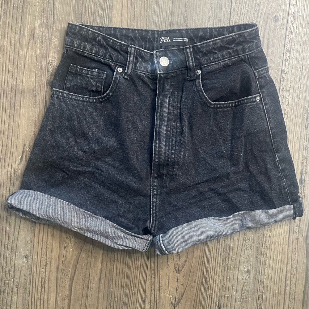 ZARA black denim shorts size US 2